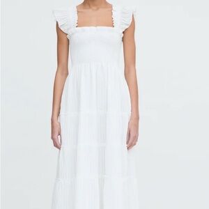 Hill House Home Ellie Nap Dress White Tonal Seersucker Maxi Size Medium